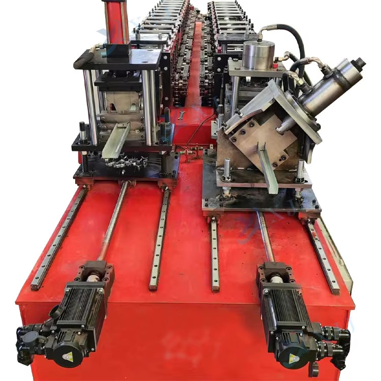 نظام التحكم بالتحكم الآلي أجزاء معالجة الفولاذ المغلفة U Beam Steel U Channel Structural Steel C Z U Channel Profile Purlin Roll Forming Machine