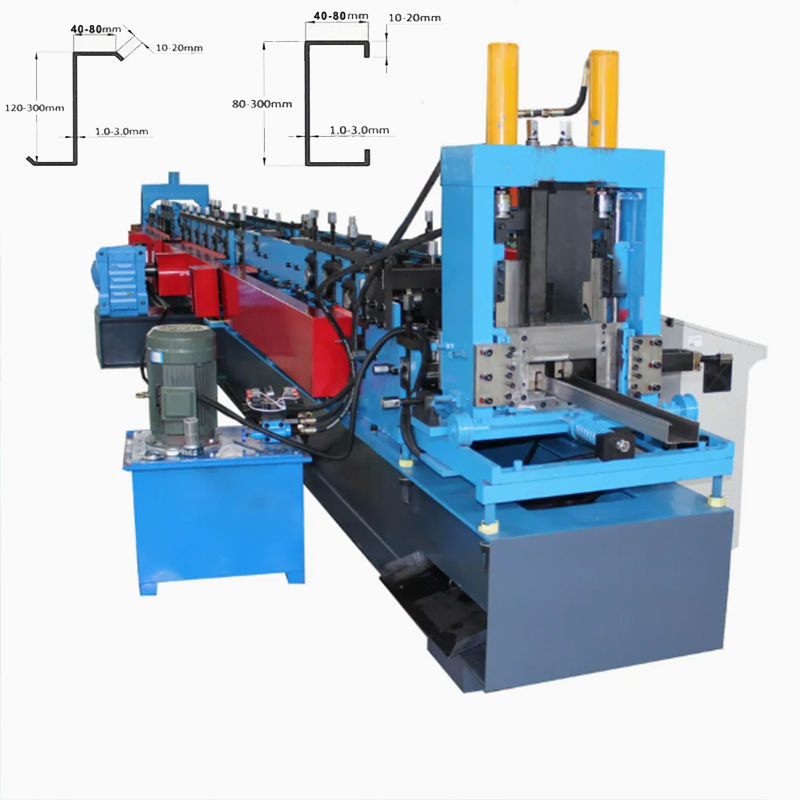 حجم تلقائي قابلة للتغيير 2 مم C Purlin Roll Machine لإطار الصلب