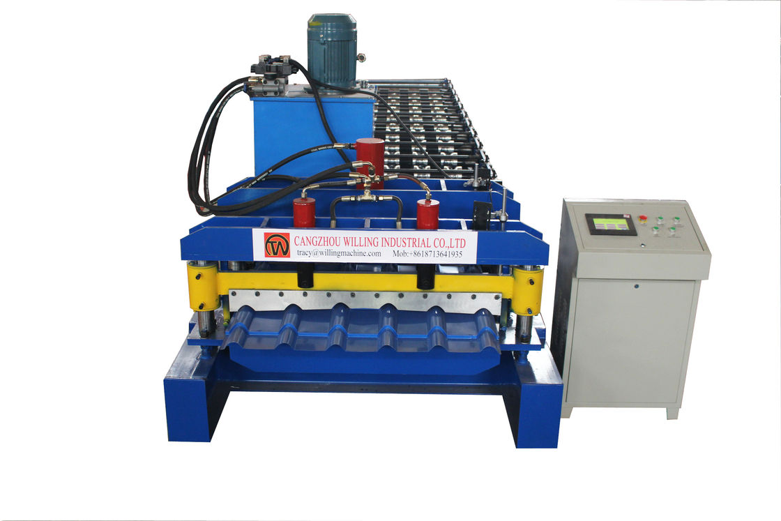 PLC التحكم في اللون الصلب المزجج البلاط تشكيل آلة خطوة البلاط نوع