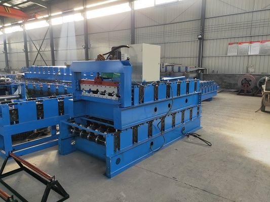 شبه منحرف 760mm 5 أضلاع PLC سقف آلة تشكيل لفة